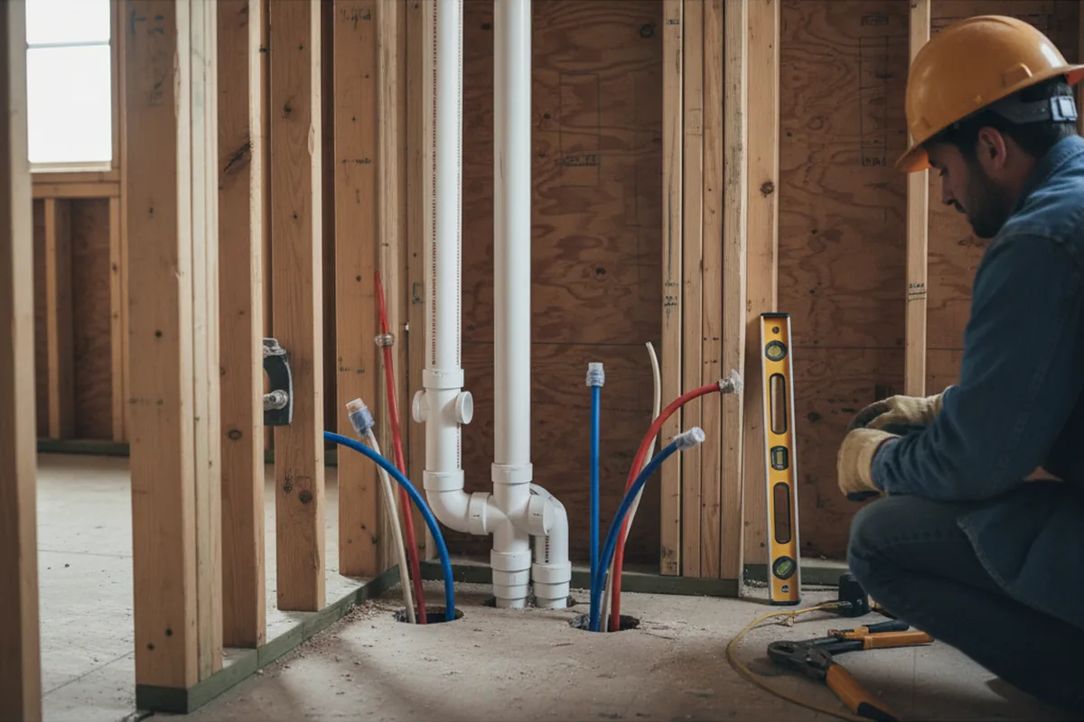 Drain and supply rough-in during Leak Detection in Amado